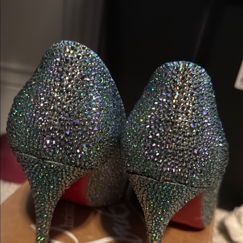 Louboutin Pigalle 100 Surde Silver High Heels - Picture 7 of 12